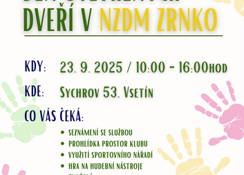 Zveme na Den otevřených dveří v NZDM ZRNKO!